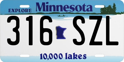 MN license plate 316SZL