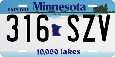 MN license plate 316SZV