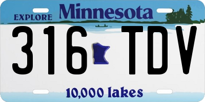 MN license plate 316TDV