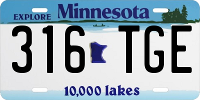 MN license plate 316TGE