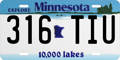 MN license plate 316TIU