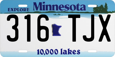 MN license plate 316TJX