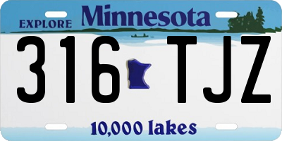 MN license plate 316TJZ