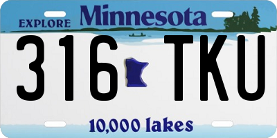 MN license plate 316TKU