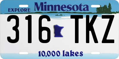 MN license plate 316TKZ