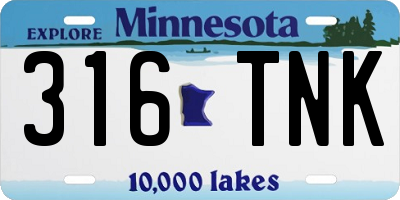 MN license plate 316TNK