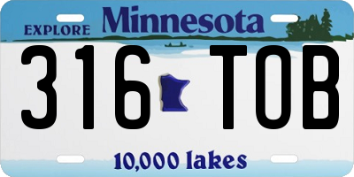 MN license plate 316TOB