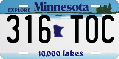 MN license plate 316TOC