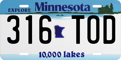 MN license plate 316TOD