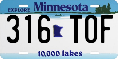 MN license plate 316TOF