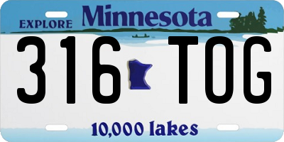 MN license plate 316TOG