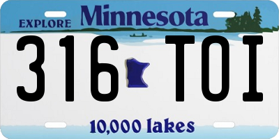 MN license plate 316TOI