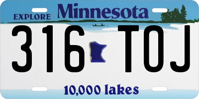 MN license plate 316TOJ