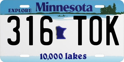 MN license plate 316TOK