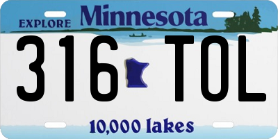MN license plate 316TOL
