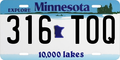 MN license plate 316TOQ