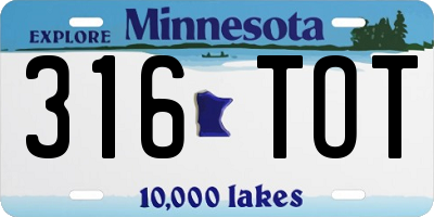 MN license plate 316TOT
