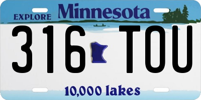 MN license plate 316TOU