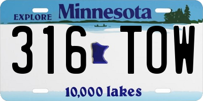 MN license plate 316TOW