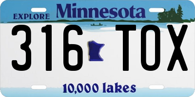 MN license plate 316TOX