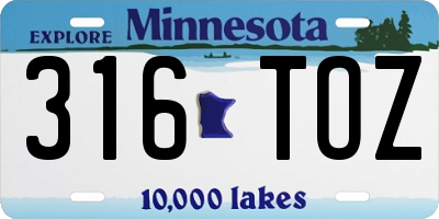 MN license plate 316TOZ