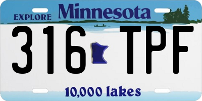 MN license plate 316TPF
