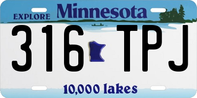 MN license plate 316TPJ