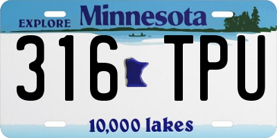 MN license plate 316TPU