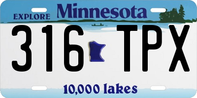 MN license plate 316TPX
