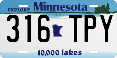 MN license plate 316TPY