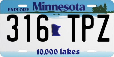 MN license plate 316TPZ