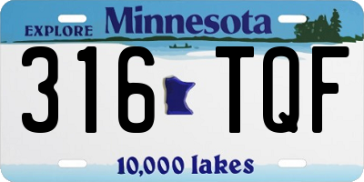 MN license plate 316TQF