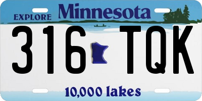 MN license plate 316TQK