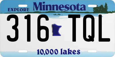 MN license plate 316TQL