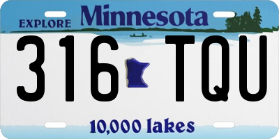 MN license plate 316TQU