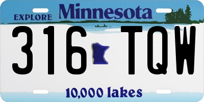MN license plate 316TQW