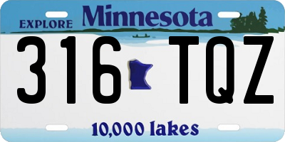 MN license plate 316TQZ