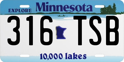 MN license plate 316TSB