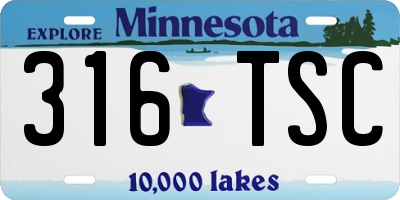 MN license plate 316TSC