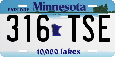 MN license plate 316TSE