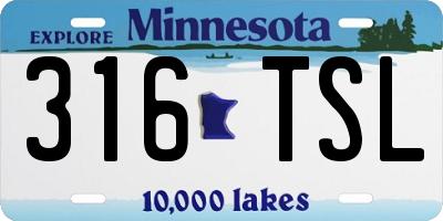MN license plate 316TSL