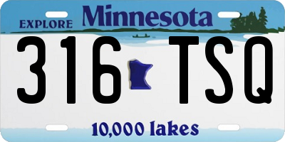MN license plate 316TSQ