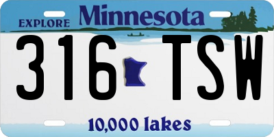 MN license plate 316TSW
