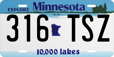 MN license plate 316TSZ