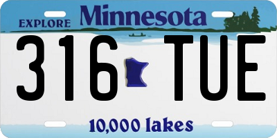 MN license plate 316TUE
