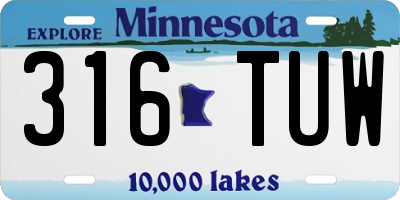 MN license plate 316TUW