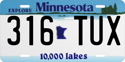 MN license plate 316TUX