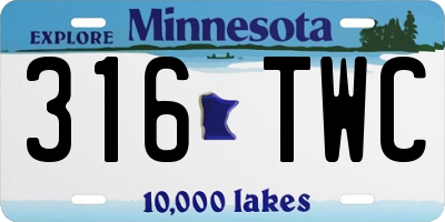 MN license plate 316TWC
