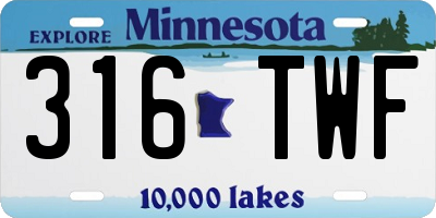 MN license plate 316TWF