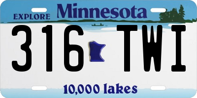 MN license plate 316TWI